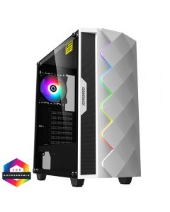 GameMax White Diamond ARGB Gaming Case 1 x ARGB Fan & ARGB LED Strip