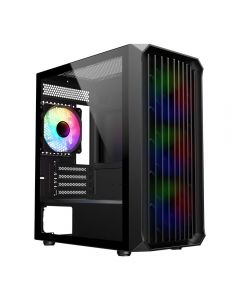 CiT Saturn Black micro ATX Case with 4 x 120mm ARGB Fans + Glass Side